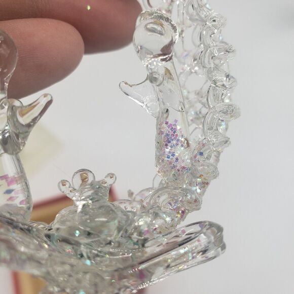 Vintage Silvestri Spun Glass Nativity Scene Mary Joseph & Jesus Ornament in Box - Picture 10 of 12